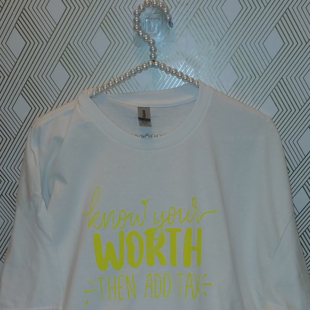 White T-Shirt with Yellow Graphic Custom-made Any Color Any Design You Would Lik